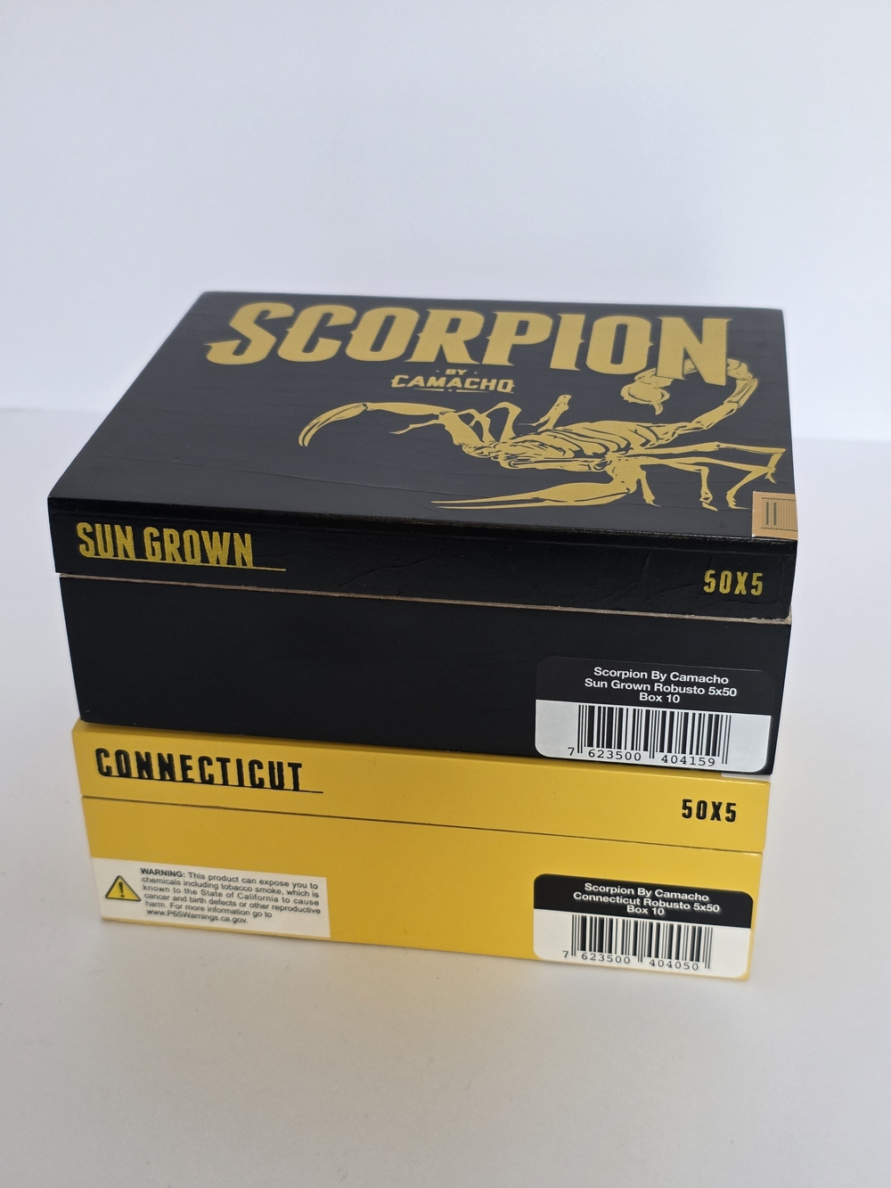 Scorpion by Camacho Sun Grown / Connecticut Cigar Boxes - Black & Yellow